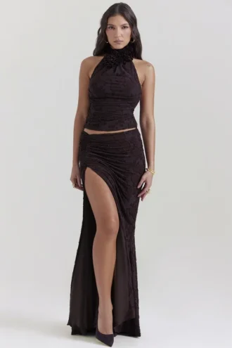 Adrielle Cocoa Midi Skirt