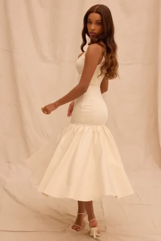 Amore Vintage Cream Dropped Waist Midi Dress