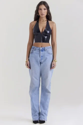 Ariadne Black Latex Halter Top