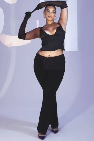 Ava Black Fold Front Trousers