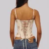 Cadie Ivory Vintage Rose Print Cotton Corset Top