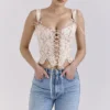 Callie Cream Vintage Floral Cotton Corset Top