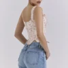 Callie Cream Vintage Floral Cotton Corset Top