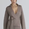 Fallon Taupe Wool Wrap Contour Jacket Fallon Taupe Wool Wrap Contour Jacket
