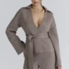 Fallon Taupe Wool Wrap Contour Jacket Fallon Taupe Wool Wrap Contour Jacket