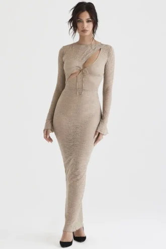 Giovanna Stone Floral Lace Maxi Dress