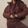 Halo Chocolate Cotton Fleece-Back Oversized Hoodie