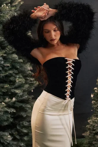 Jaina Black & Vintage Cream Strapless Corset Dress
