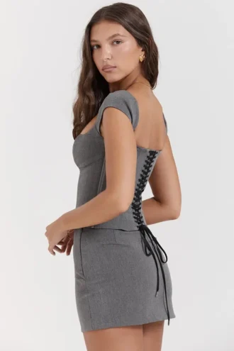 Jessamine Grey A-Line Mini Skirt
