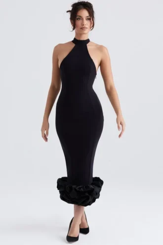 Juniper Black Peplum Midi Dress
