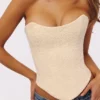 Larra Vintage Ivory Strapless Lace Corset Top