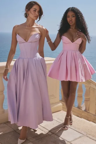 Mar Cotton Candy Twill Strapless Mini Dress