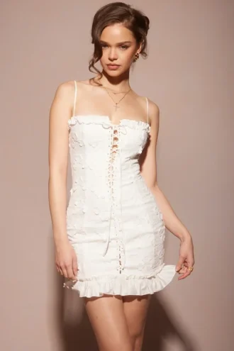 Marlene White Cotton Broderie Anglais Mini Dress