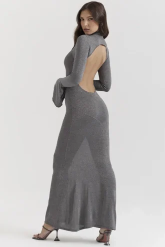 Sancha Steel Metallic Maxi Dress