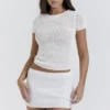 Mariella White Knit Mini Skirt